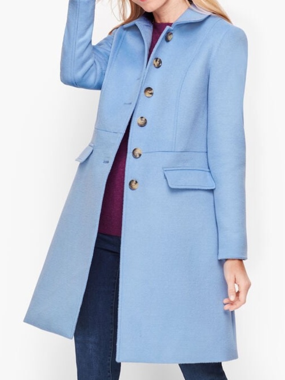 Talbots Brushed Wool Coat Powder Blue Size 12